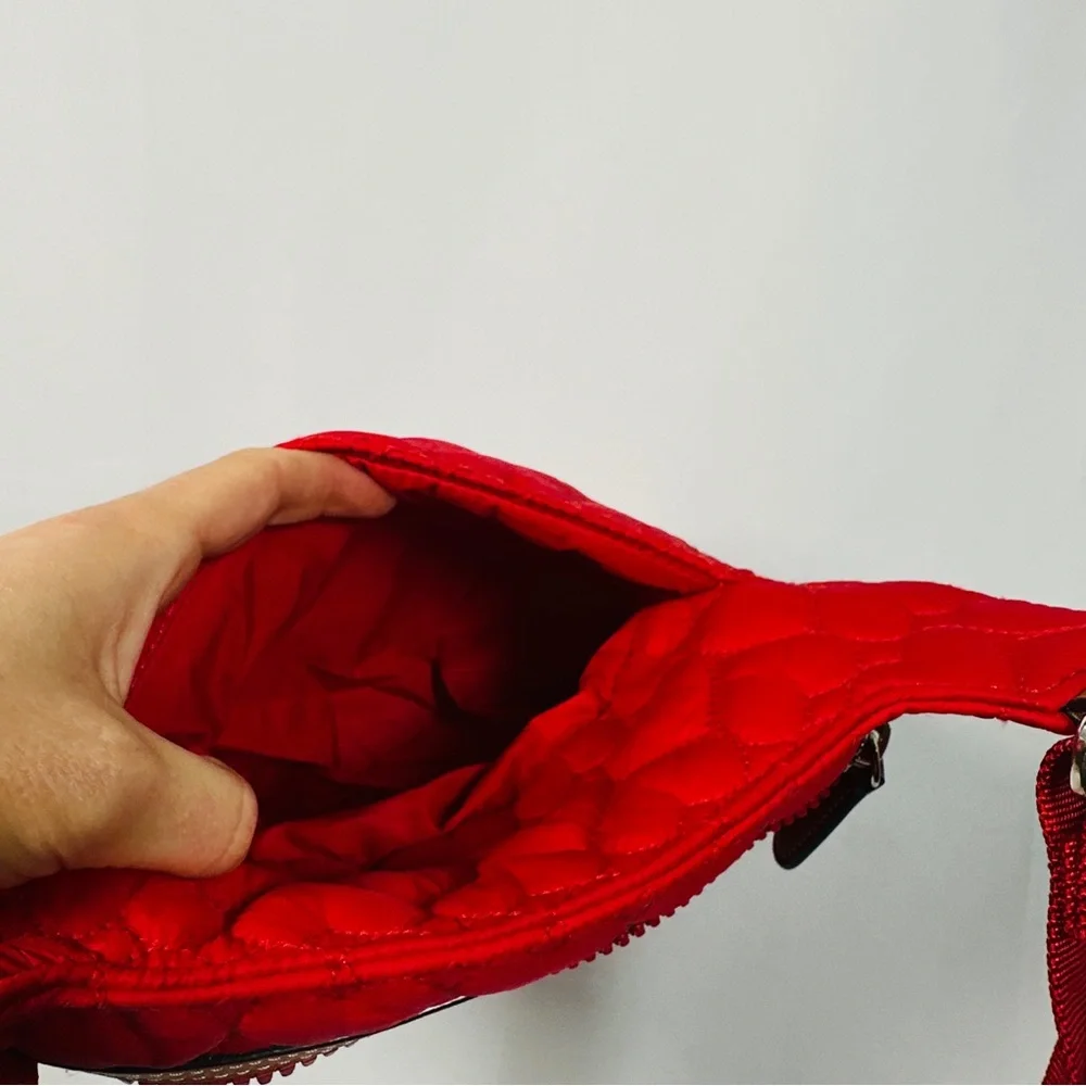 Brighton Kash Messenger Quilted Nylon Heart Crossbody Red Bag quiet luxury - Picture 10 of 15